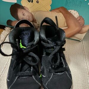 Jordan Kids Black and Neon Green Sneakers